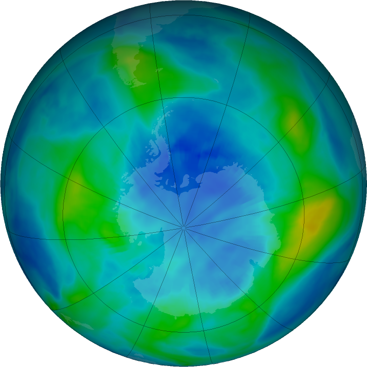 Antarctic ozone map for 11 April 2018